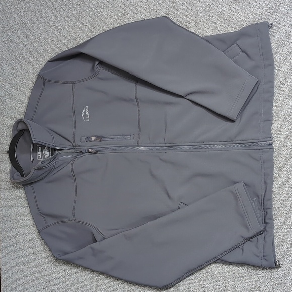L.L. Bean Windproof Soft Shell Jacket Size Large In Alloy Gray Fleece Lined - Picture 2 of 13